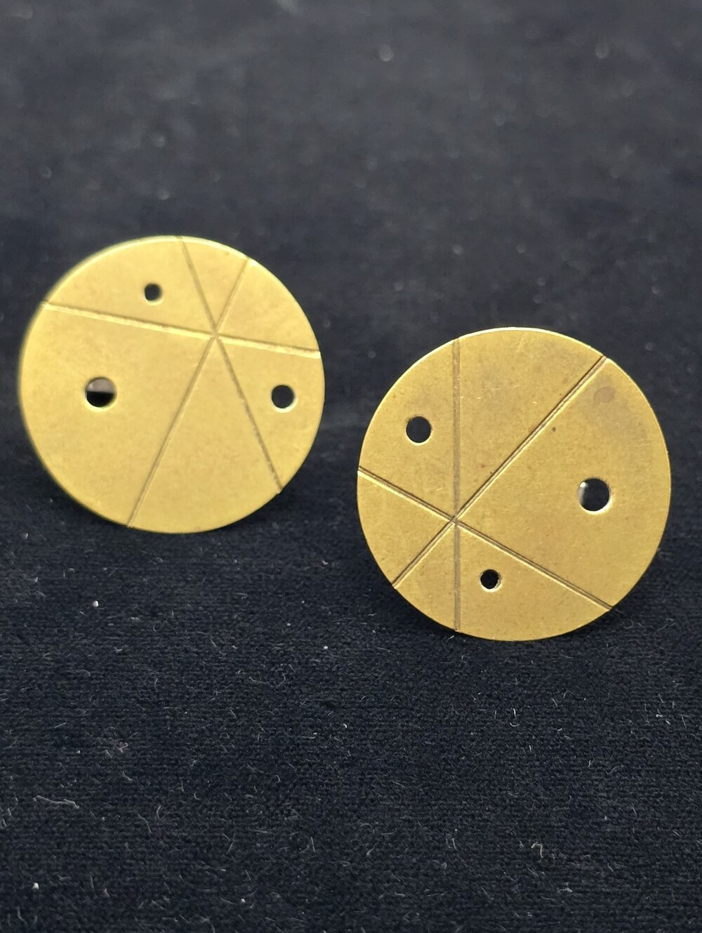 Handcrafted Studio Cufflinks Brass Sterling Mid-century Minimalist Atomic
